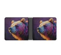 Jubonexis Colorful and Bold Colors Bear Soft PU Leather Bifold Wallet, Coin Purse Credit Pass Case, Durable Card-Holder Slim Billfold for Men Woman Money Storage