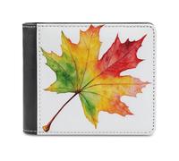 Jubonexis Colorful Autumn Maple Leaf Soft PU Leather Bifold Wallet, Coin Purse Credit Pass Case, Durable Card-Holder Slim Billfold for Men Woman Money Storage