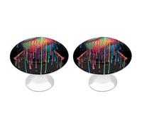 Jubonexis Colorful Baseball with Two Bats Paint Dripping Round Drawer Cabinet Knobs Handles with Screws,2 Pcs, Drawer Dresser Knob Pulls Decor for Wardrobe Cupboard Home Office Kitchen