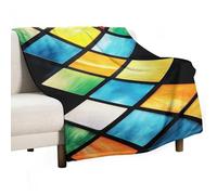 Jubonexis Colorful Blocks Stained Glass Anti Pilling Throw Blankets Cozy Durable Blanket for Bedroom Living Rooms Couch Sofa Bed 50"x60"