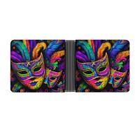Jubonexis Colorful Carnival Masks Psychedelic Fantasy Soft PU Leather Bifold Wallet, Coin Purse Credit Pass Case, Durable Card-Holder Slim Billfold for Men Woman Money Storage