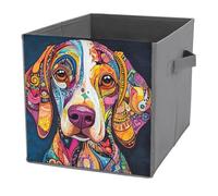 Jubonexis Colorful Dog Cube Storage Bins Storage Cubes Foldable Decorative Fabric Storage Baskets Home Organizers with Handles for Shelves,Closet, 27x27 CM