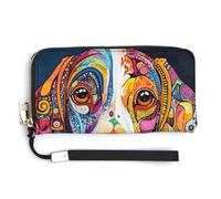 Jubonexis Colorful Dog PU Leather Clutch Long Bifold Wallet, Coin Purse Credit Pass Case, Durable Card-Holder Money Storage for Women Men