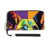 Jubonexis Colorful Dog PU Leather Clutch Long Bifold Wallet, Coin Purse Credit Pass Case, Durable Card-Holder Money Storage for Women Men