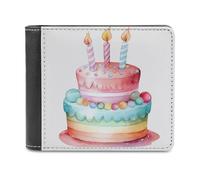 Jubonexis Colorful Double-Layered Cake Soft PU Leather Bifold Wallet, Coin Purse Credit Pass Case, Durable Card-Holder Slim Billfold for Men Woman Money Storage