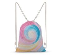 Jubonexis Colorful Dreamy Swirling Waves Drawstring Backpack Canvas String Bag Lightweight Sports Gym Bag for Men Women