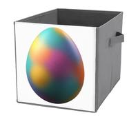 Jubonexis Colorful Easter Egg Cube Storage Bins Storage Cubes Foldable Decorative Fabric Storage Baskets Home Organizers with Handles for Shelves,Closet, 27x27 CM