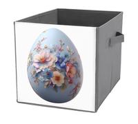 Jubonexis Colorful Easter Egg with Flowers Pattern Cube Storage Bins Storage Cubes Foldable Decorative Fabric Storage Baskets Home Organizers with Handles for Shelves,Closet, 27x27 CM