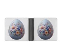 Jubonexis Colorful Easter Egg with Flowers Pattern Soft PU Leather Bifold Wallet, Coin Purse Credit Pass Case, Durable Card-Holder Slim Billfold for Men Woman Money Storage