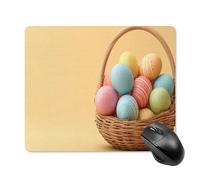 Jubonexis Colorful Easter Eggs in Wicker Basket Mouse Pad, Small Office Computer Mouse Pads for Desk Laptop with Non-Slip Rubber Base Mouse Mat, Gaming Mouse Pads