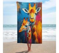 Jubonexis Colorful Giraffes Beach Towel Sand Free Microfiber Large Shower Towels Multipurpose Absorbent for Bathroom Pool 130x80 CM