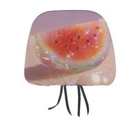 Jubonexis Colorful Glass Watermelon Slice Printed Car Headrest Cover,2 Pieces, Elastic Comfort Head Rest Cover for Women Men, Universal Fits Most Cars Van SUV Truck, Car Interior Decor Accessories