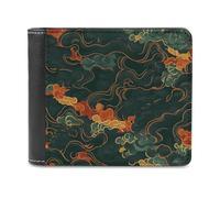 Jubonexis Colorful Green and Red Abstract Shapes Soft PU Leather Bifold Wallet, Coin Purse Credit Pass Case, Durable Card-Holder Slim Billfold for Men Woman Money Storage