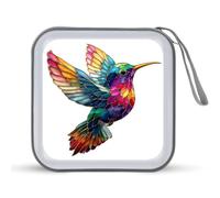 Jubonexis Colorful Hummingbird Stained Glass CD Case DVD Storage Case Portable for Car Home Travel