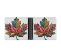 Jubonexis Colorful Maple Leaf with Abstract Shapes Soft PU Leather Bifold Wallet, Coin Purse Credit Pass Case, Durable Card-Holder Slim Billfold for Men Woman Money Storage