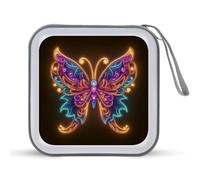 Jubonexis Colorful Neon Light Butterfly CD Case DVD Storage Case Portable for Car Home Travel