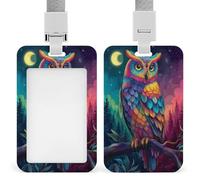 Jubonexis Colorful Owl in The Forest ID Badge Holder Retractable Clip Card Holder Card Protector Name Badge Name Tag for Work Office Doctor Nurse