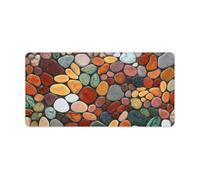 Jubonexis Colorful Pebbles And Smooth Stones Laptop Desk Pads 60x30cm Keyboard Gaming Desk Mat Non-Slip Stitched Edge Desk Mat for Work, Game, Office, Home