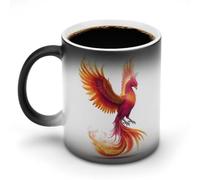 Jubonexis Colorful Phoenix Bird in Flames Color Changing Mugs Heat Changing Ceramic Coffee Mug Novelty Funny Tea Water Cup 11OZ