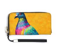 Jubonexis Colorful Pigeon PU Leather Clutch Long Bifold Wallet, Coin Purse Credit Pass Case, Durable Card-Holder Money Storage for Women Men