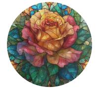 Jubonexis Colorful Rose Flower Stained Glass Large Round Carpet Area Rug Mat Modern Non Slip Circular Rugs 36inch(90cm)