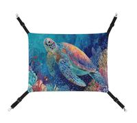 Jubonexis Colorful Sea Turtle Swimming Breathable Pet Hammock with Adjustable Straps Reversible Cat Hanging Bed Dog Mats
