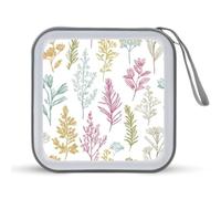Jubonexis Colorful Sketches of Various Plants CD Case DVD Storage Case Portable for Car Home Travel