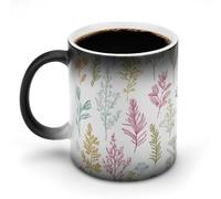 Jubonexis Colorful Sketches of Various Plants Color Changing Mugs Heat Changing Ceramic Coffee Mug Novelty Funny Tea Water Cup 11OZ