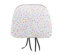 Jubonexis Colorful Sprinkles on A White Printed Car Headrest Cover,2 Pieces, Elastic Comfort Head Rest Cover for Women Men, Universal Fits Most Cars Van SUV Truck, Car Interior Decor Accessories