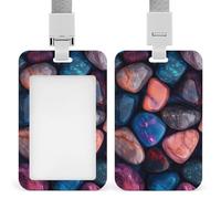 Jubonexis Colorful Stones Abstract ID Badge Holder Retractable Clip Card Holder Card Protector Name Badge Name Tag for Work Office Doctor Nurse