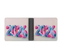 Jubonexis Colorful Text 2026 Soft PU Leather Bifold Wallet, Coin Purse Credit Pass Case, Durable Card-Holder Slim Billfold for Men Woman Money Storage