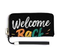 Jubonexis Colorful Text Welcome Back to School PU Leather Clutch Long Bifold Wallet, Coin Purse Credit Pass Case, Durable Card-Holder Money Storage for Women Men