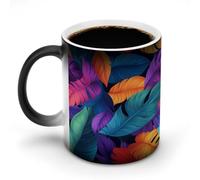 Jubonexis Colorful Tropical Leaves Blue Purple Orange Color Changing Mugs Heat Changing Ceramic Coffee Mug Novelty Funny Tea Water Cup 11OZ