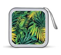 Jubonexis Colorful Tropical Leaves Pattern CD Case DVD Storage Case Portable for Car Home Travel