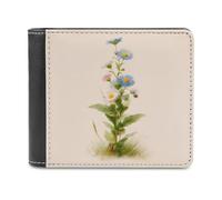 Jubonexis Colorful Wild Meadow Flowers Soft PU Leather Bifold Wallet, Coin Purse Credit Pass Case, Durable Card-Holder Slim Billfold for Men Woman Money Storage