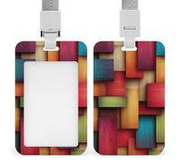 Jubonexis Colorful Wooden Planks Abstract ID Badge Holder Retractable Clip Card Holder Card Protector Name Badge Name Tag for Work Office Doctor Nurse