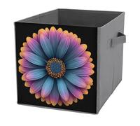 Jubonexis Colourful Daisy Circular Cube Storage Bins Storage Cubes Foldable Decorative Fabric Storage Baskets Home Organizers with Handles for Shelves,Closet, 27x27 CM