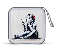Jubonexis Confused Girl on Floor Street Art CD Case DVD Storage Case Portable