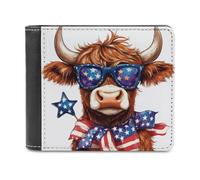 Jubonexis Cool Highland Cow Soft PU Leather Bifold Wallet, Coin Purse Credit Pass Case, Durable Card-Holder Slim Billfold for Men Woman Money Storage