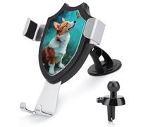 Jubonexis Corgi Dog Looking at Butterfly Car Phone Holder Mount Triangle Clip Base Air Vent Cell Phone Car Mount Automotive Accessories for 4-6 Inches Cell Smartphones