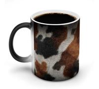 Jubonexis Cow Fur Skin Pattern Color Changing Mugs Heat Changing Ceramic Coffee Mug Novelty Funny Tea Water Cup 11OZ