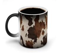 Jubonexis Cow Horse Leather Natural Print Color Changing Mugs Heat Changing Ceramic Coffee Mug Novelty Funny Tea Water Cup 11OZ