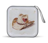 Jubonexis Cowboy Hat with Stitched Heart CD Case DVD Storage Case Portable for Car Home Travel