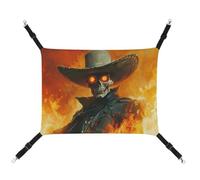 Jubonexis Cowboy Skull with Flames Breathable Pet Hammock with Adjustable Straps Reversible Cat Hanging Bed Dog Mats