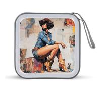 Jubonexis Cowgirl Collage Newspaper Graffiti CD Case DVD Storage Case Portable for Car Home Travel