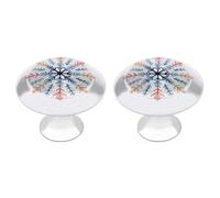 Jubonexis Cozy Snowflake Watercolor Round Drawer Cabinet Knobs Handles with Screws,2 Pcs, Drawer Dresser Knob Pulls Decor for Wardrobe Cupboard Home Office Kitchen