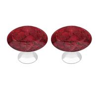 Jubonexis Cracked Red Leather Texture Round Drawer Cabinet Knobs Handles with Screws,2 Pcs, Drawer Dresser Knob Pulls Decor for Wardrobe Cupboard Home Office Kitchen