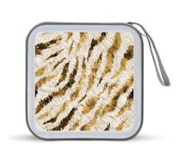 Jubonexis Cream Tiger Skin Watercolor CD Case DVD Storage Case Portable for Car Home Travel