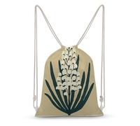 Jubonexis Creamy White Bell-shaped Flowers Drawstring Backpack Canvas String Bag Lightweight Sports Gym Bag for Men Women