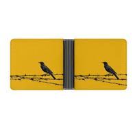 Jubonexis Crow on Barbed Wire Soft PU Leather Bifold Wallet, Coin Purse Credit Pass Case, Durable Card-Holder Slim Billfold for Men Woman Money Storage